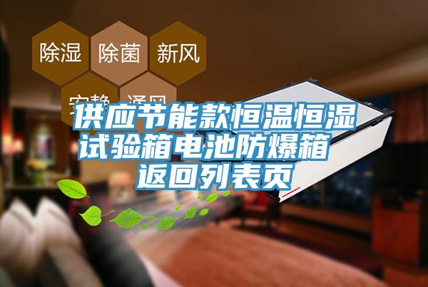 供應節能款恒溫恒濕試驗箱電池防爆箱 返回列表頁