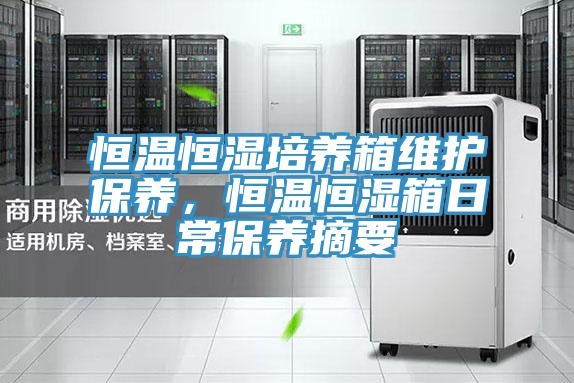 恒溫恒濕培養箱維護保養，恒溫恒濕箱日常保養摘要